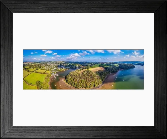Framed Print : Panorama of Stoke Gabriel and River Dart from a drone, Devon, England, Europe Framed Print : Panorama of Stoke Gabriel and River Dart from a drone, Devon, England, Europe