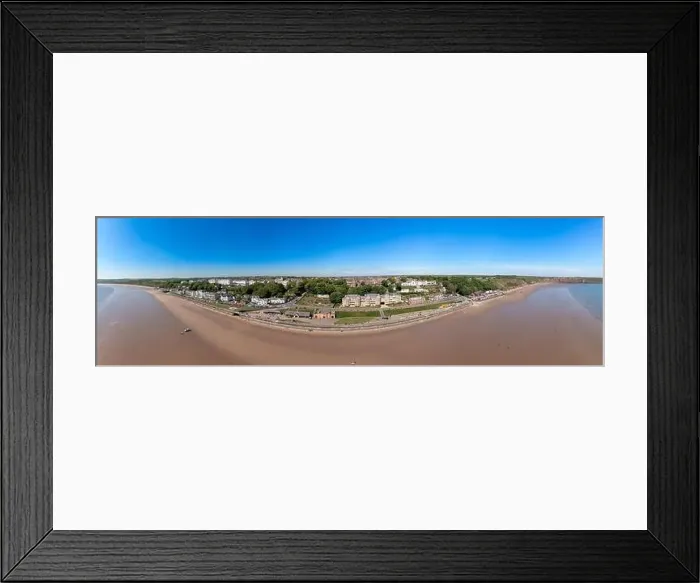 Framed Print : Aerial panoramic photo of the seaside village of Filey in the UK showing a wide view image of the sea front Framed Print : Aerial panoramic photo of the seaside village of Filey in the UK showing a wide view image of the sea front