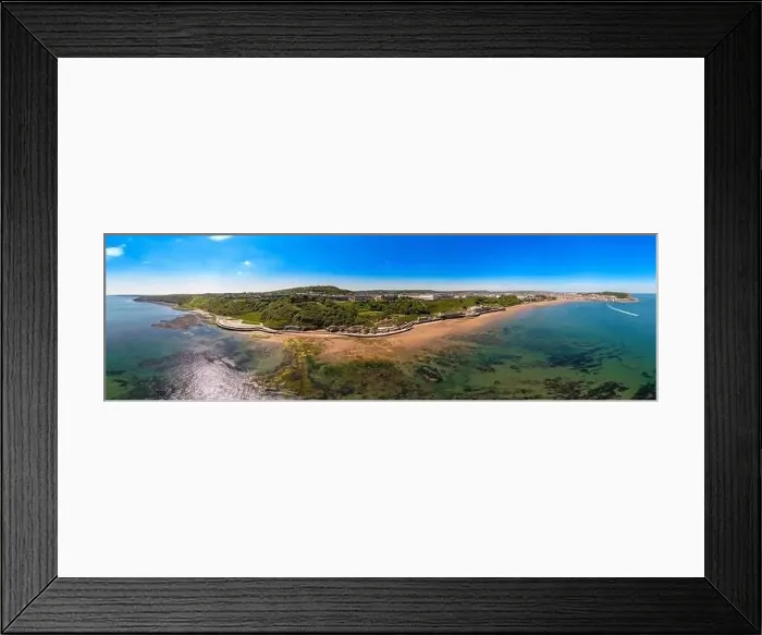 Framed Print : Aerial panoramic photo of the seaside village of Filey in the UK showing a wide view image of the sea front Framed Print : Aerial panoramic photo of the seaside village of Filey in the UK showing a wide view image of the sea front