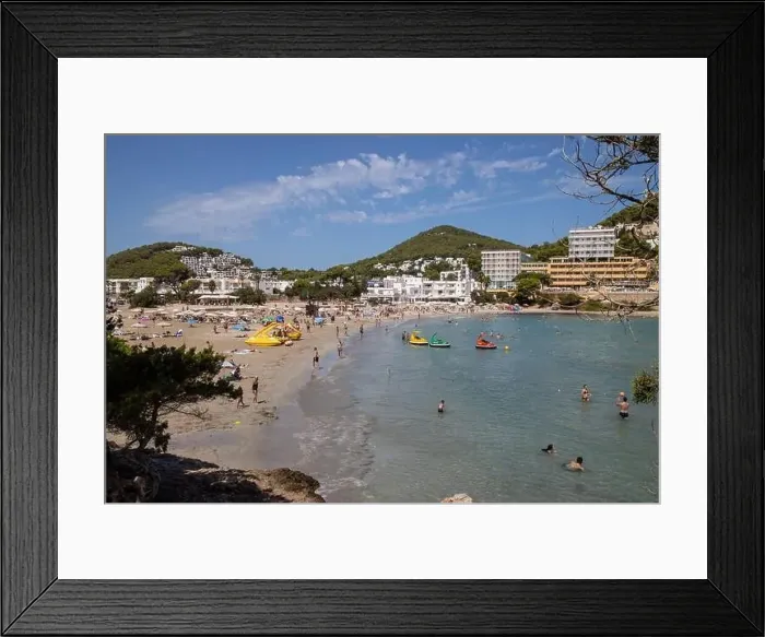 Framed Print : The Spanish island of Ibiza showing the beautiful beach front Framed Print : The Spanish island of Ibiza showing the beautiful beach front