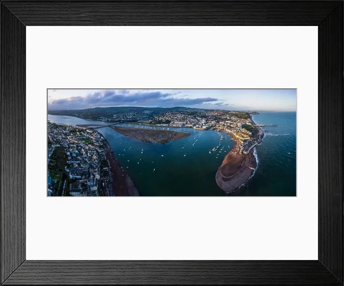 Framed Print : Panorama over River Teign, Shaldon and Teignmouth from a drone, Devon, England, Europe Framed Print : Panorama over River Teign, Shaldon and Teignmouth from a drone, Devon, England, Europe