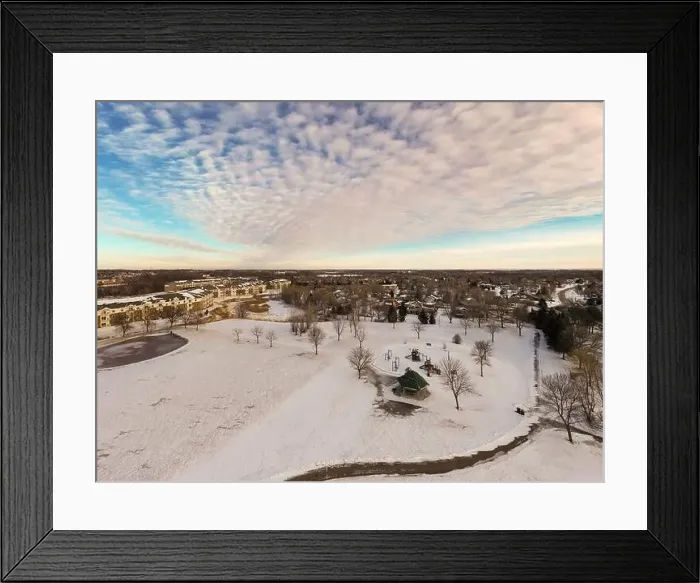 Framed Print : Residental Park Winter - drone Framed Print : Residental Park Winter - drone