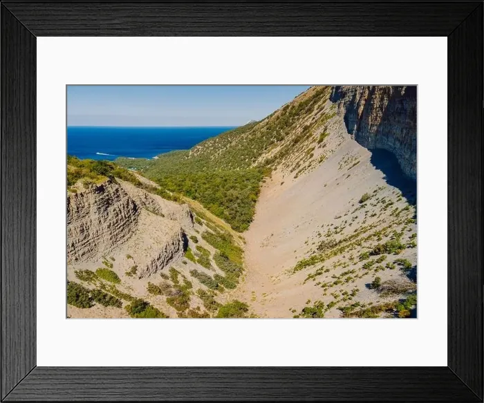 Framed Print : Aerial view of coastline with canyon and cliffs in Anapa Framed Print : Aerial view of coastline with canyon and cliffs in Anapa