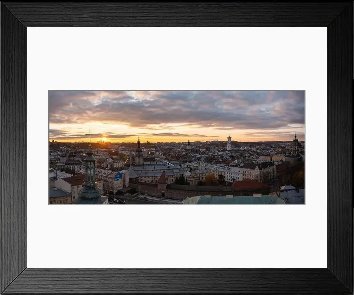Framed Print : Lviv, Ukarine - October 26, 2021: Panoramic view on Lviv from drone Framed Print : Lviv, Ukarine - October 26, 2021: Panoramic view on Lviv from drone