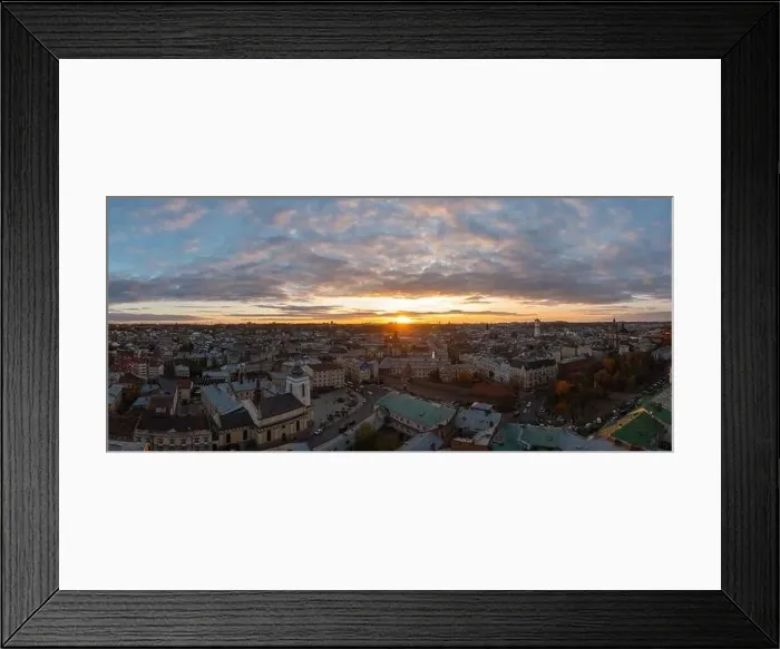 Framed Print : Lviv, Ukarine - October 26, 2021: Panoramic view on Lviv from drone Framed Print : Lviv, Ukarine - October 26, 2021: Panoramic view on Lviv from drone