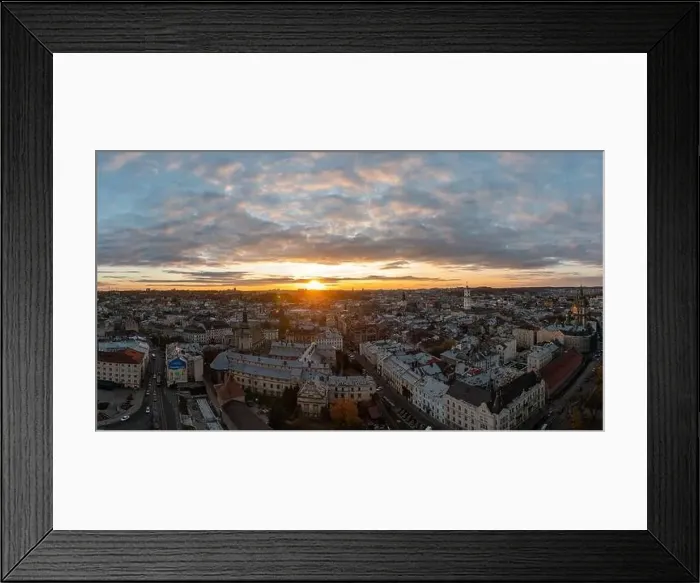 Framed Print : Lviv, Ukarine - October 26, 2021: Panoramic view on Lviv from drone Framed Print : Lviv, Ukarine - October 26, 2021: Panoramic view on Lviv from drone
