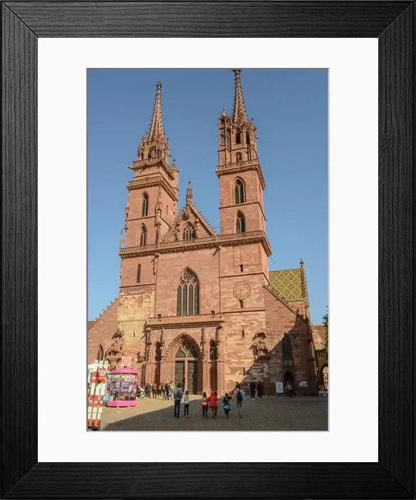 Framed Print : Basel, Switzerland - 17 Oktober 2021: View at the cathedral of Basel on Switzerland Framed Print : Basel, Switzerland - 17 Oktober 2021: View at the cathedral of Basel on Switzerland