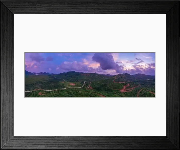 Framed Print : Aerial view of scenic tropical bay during beautiful sunset Framed Print : Aerial view of scenic tropical bay during beautiful sunset