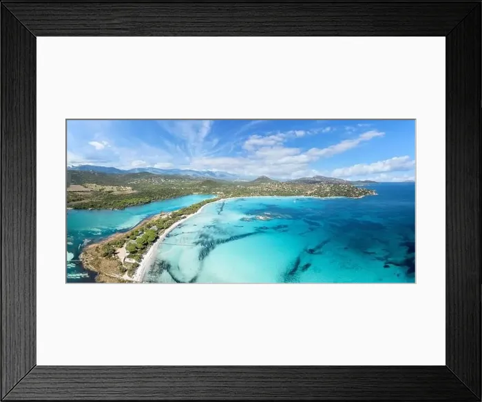 Framed Print : Aerial view with Santa Giulia beach, Corsica, France Framed Print : Aerial view with Santa Giulia beach, Corsica, France