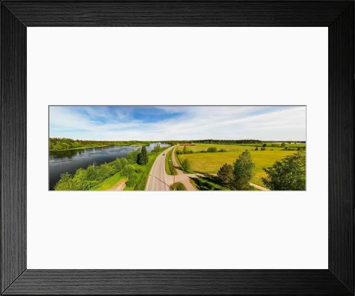 Framed Print : Aerial panoramic view of place Myllykoski at river Kymijoki, Kouvola, Finland Framed Print : Aerial panoramic view of place Myllykoski at river Kymijoki, Kouvola, Finland
