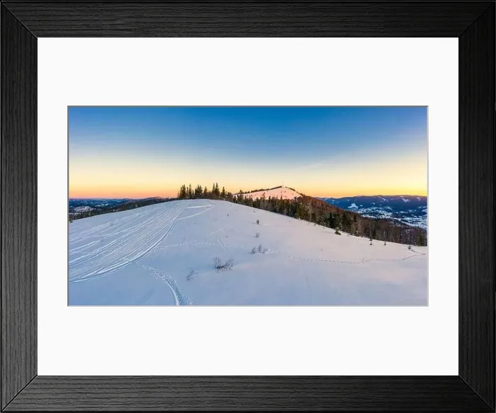 Framed Print : Top view of mesmerizing view of the ski slope Framed Print : Top view of mesmerizing view of the ski slope