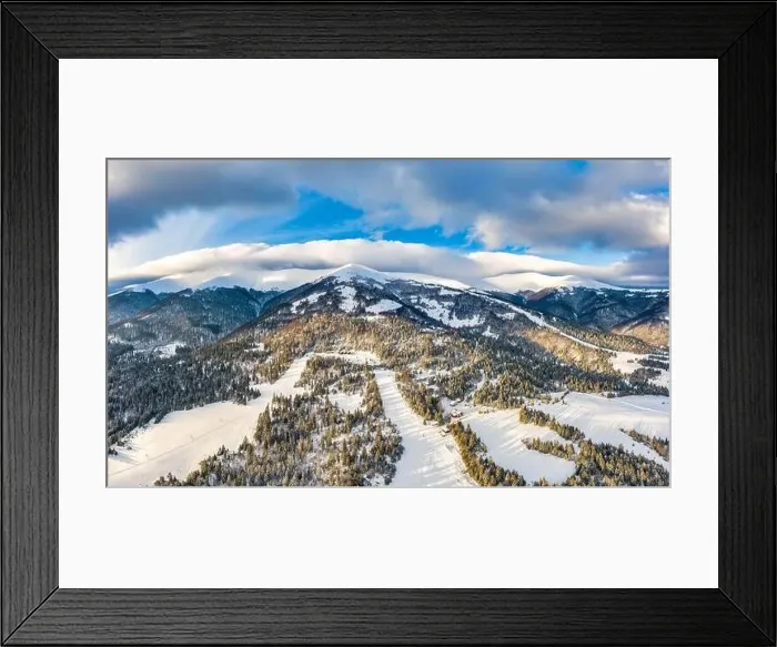 Framed Print : Magical winter panorama of beautiful snowy slopes Framed Print : Magical winter panorama of beautiful snowy slopes
