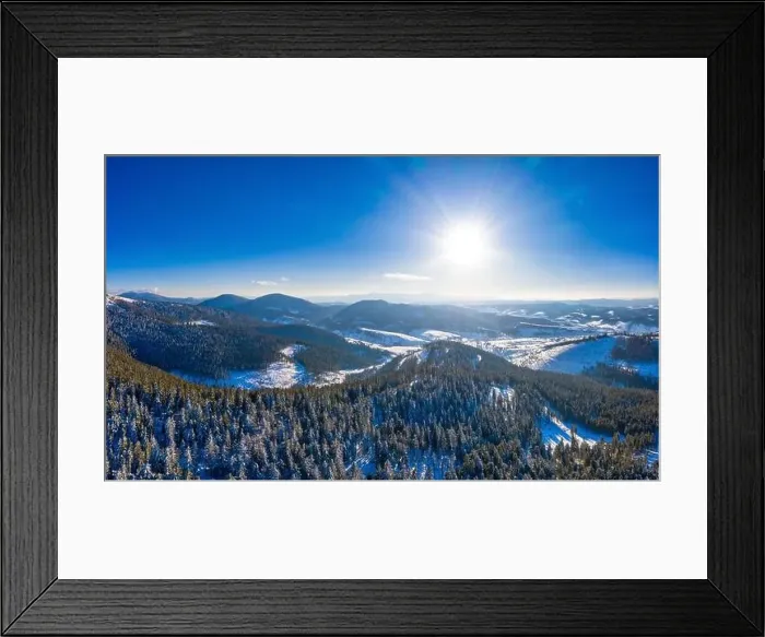 Framed Print : Picturesque winter panorama of mountain hills Framed Print : Picturesque winter panorama of mountain hills