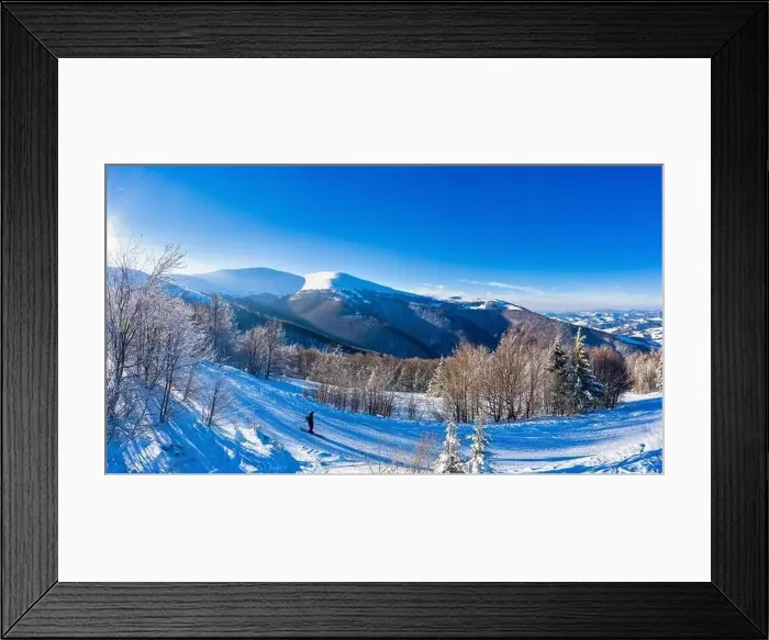 Framed Print : Magical winter panorama of beautiful snowy slopes Framed Print : Magical winter panorama of beautiful snowy slopes