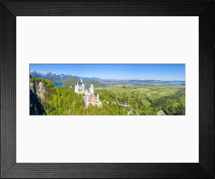 Framed Print : Neuschwanstein Castle Aerial View Architecture Alps Landscape Germany Bavaria Travel Panorama Framed Print : Neuschwanstein Castle Aerial View Architecture Alps Landscape Germany Bavaria Travel Panorama