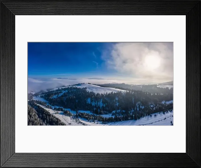 Framed Print : Picturesque winter panorama of mountain hills Framed Print : Picturesque winter panorama of mountain hills