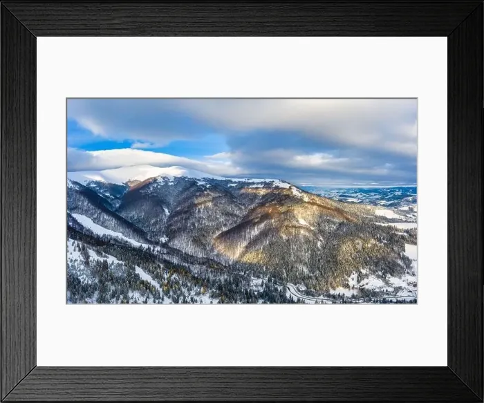 Framed Print : Wonderful landscapes of the Carpathian mountains covered with the first snow in Ukraine near the village of Pylypets Framed Print : Wonderful landscapes of the Carpathian mountains covered with the first snow in Ukraine near the village of Pylypets