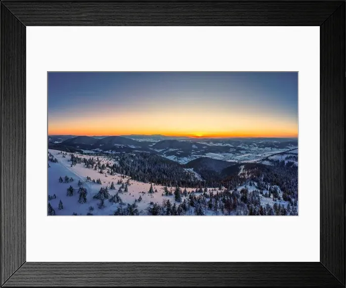 Framed Print : Picturesque winter panorama of mountain hills