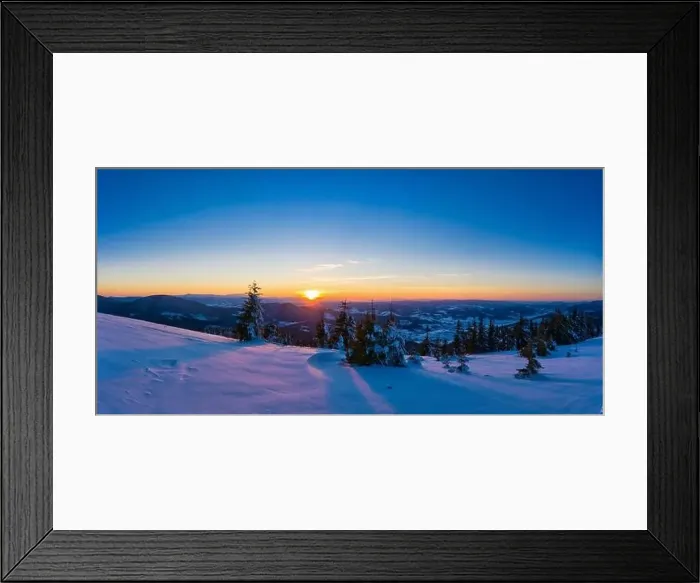 Framed Print : Picturesque winter panorama of snowy mountain hills Framed Print : Picturesque winter panorama of snowy mountain hills