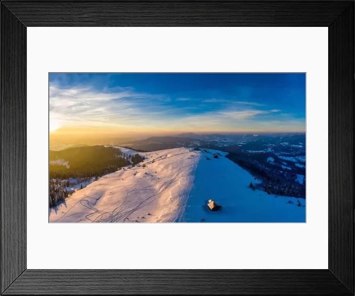 Framed Print : Magical winter panorama of beautiful snowy slopes Framed Print : Magical winter panorama of beautiful snowy slopes