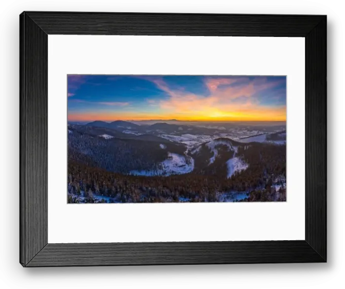 Framed Print : Picturesque winter panorama of mountain hills Framed Print : Picturesque winter panorama of mountain hills