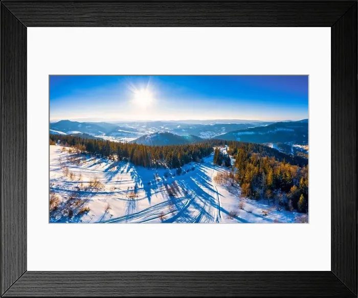 Framed Print : Magical winter panorama of beautiful snowy slopes Framed Print : Magical winter panorama of beautiful snowy slopes