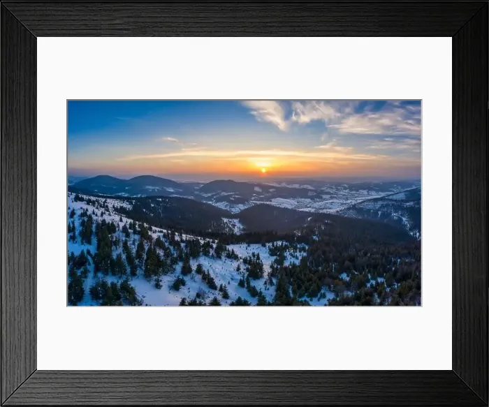 Framed Print : Picturesque winter panorama of snowy mountain hills Framed Print : Picturesque winter panorama of snowy mountain hills