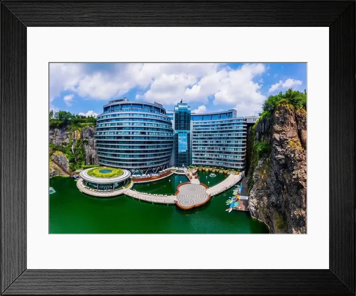 Framed Print : Shanghai, China - August 23, 2020:Shimao Shenkeng Intercontinental Hotel in Shanghai Sheshan Framed Print : Shanghai, China - August 23, 2020:Shimao Shenkeng Intercontinental Hotel in Shanghai Sheshan