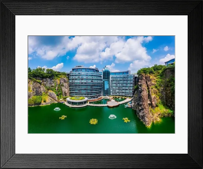 Framed Print : Shanghai, China - August 23, 2020:Shimao Shenkeng Intercontinental Hotel in Shanghai Sheshan Framed Print : Shanghai, China - August 23, 2020:Shimao Shenkeng Intercontinental Hotel in Shanghai Sheshan