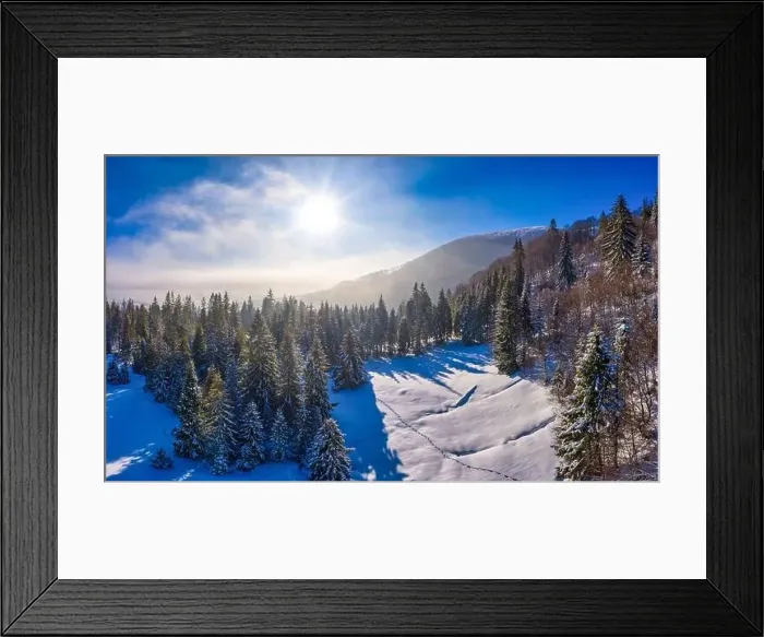 Framed Print : Magical winter panorama of beautiful snowy slopes Framed Print : Magical winter panorama of beautiful snowy slopes