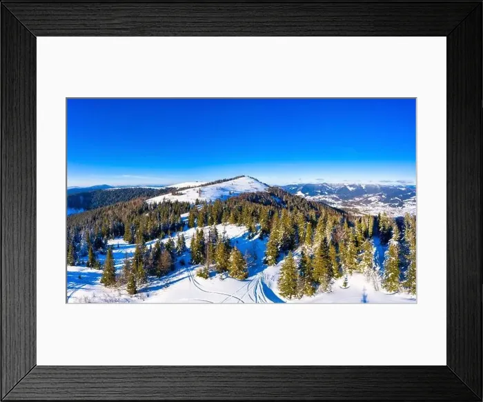 Framed Print : Aerial view of beautiful winter mountain slopes Framed Print : Aerial view of beautiful winter mountain slopes