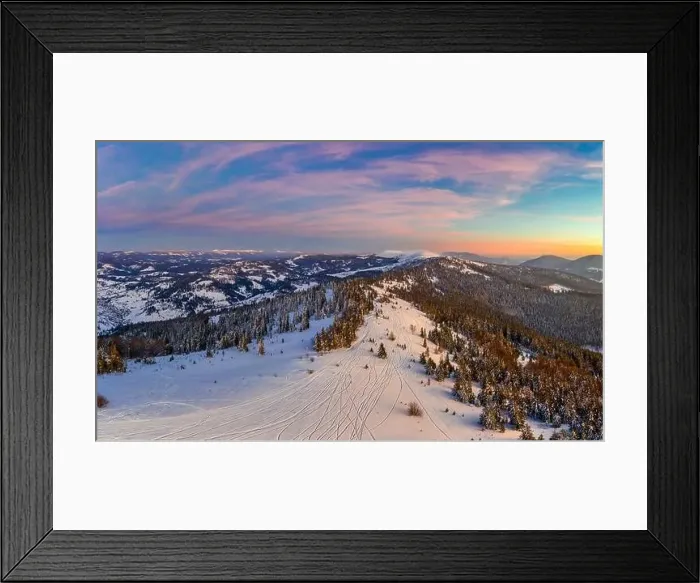 Framed Print : Magical winter panorama of beautiful snowy slopes Framed Print : Magical winter panorama of beautiful snowy slopes