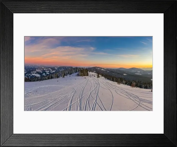 Framed Print : Magical winter panorama of beautiful snowy slopes Framed Print : Magical winter panorama of beautiful snowy slopes