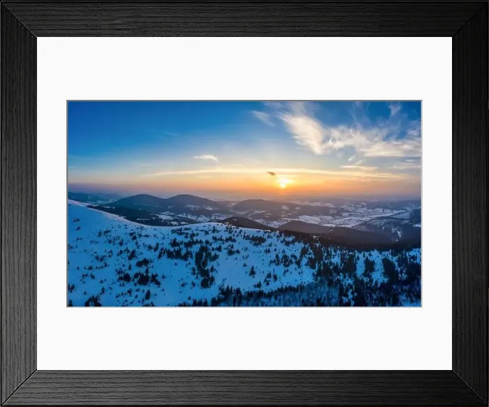 Framed Print : Picturesque winter panorama of snowy mountain hills Framed Print : Picturesque winter panorama of snowy mountain hills
