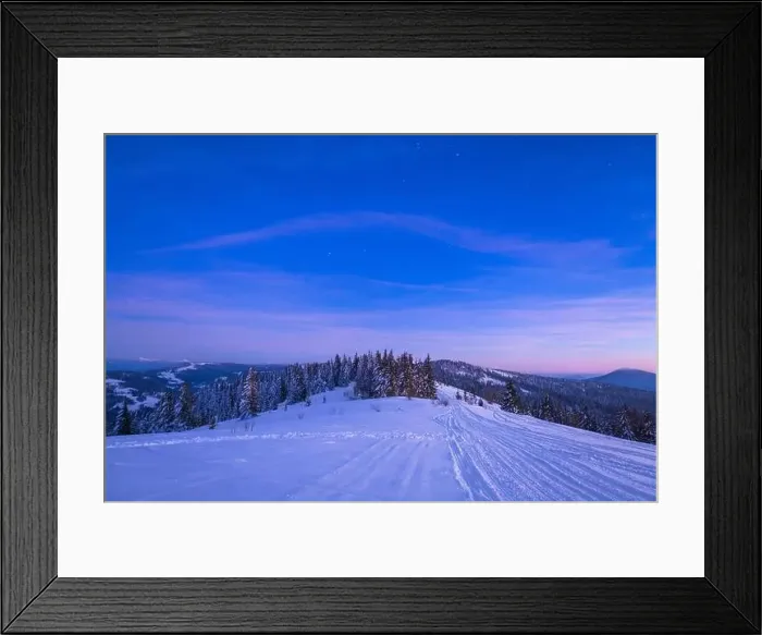 Framed Print : View of the evening winter wide panorama Framed Print : View of the evening winter wide panorama