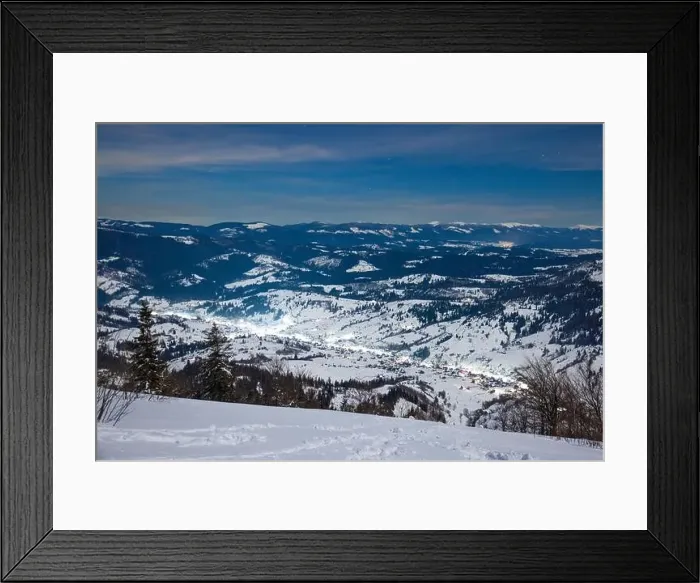 Framed Print : View of the evening winter wide panorama Framed Print : View of the evening winter wide panorama