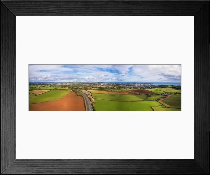 Framed Print : Panorama over Torbay Fields from a drone, Torquay, Devon, England, Europe Framed Print : Panorama over Torbay Fields from a drone, Torquay, Devon, England, Europe