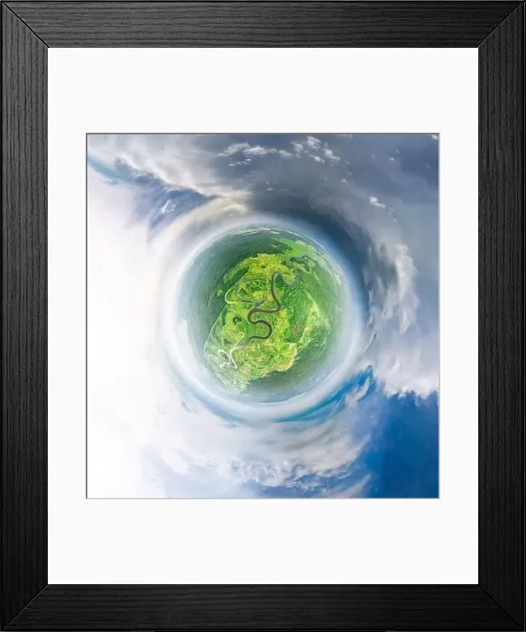 Framed Print : Aerial View Green Forest Woods And River Landscape In Sunny Summer Evening Framed Print : Aerial View Green Forest Woods And River Landscape In Sunny Summer Evening