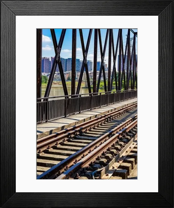 Framed Print : A railway bridge and railway tracks Framed Print : A railway bridge and railway tracks