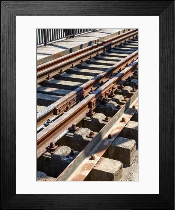 Framed Print : A railway bridge and railway tracks Framed Print : A railway bridge and railway tracks