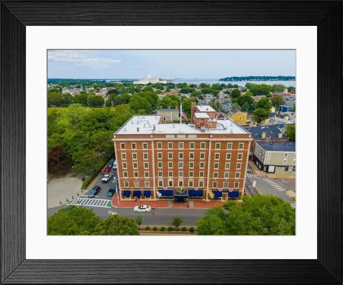 Framed Print : Historic Hawthorne Hotel aerial view at 18 Washington Square West in historic city center of Salem