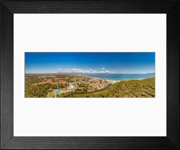Framed Print : Wide panoramic aerial drone photo taken on the beautiful island of Majorca Mallorca in Spain showing the beach Framed Print : Wide panoramic aerial drone photo taken on the beautiful island of Majorca Mallorca in Spain showing the beach