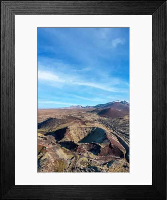 Framed Print : Vertical panorama of inactive volcano craters in Berserkjahraun Framed Print : Vertical panorama of inactive volcano craters in Berserkjahraun