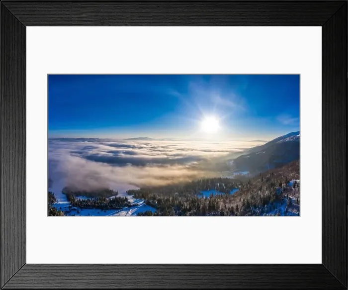 Framed Print : Picturesque winter panorama of snowy mountain hills Framed Print : Picturesque winter panorama of snowy mountain hills