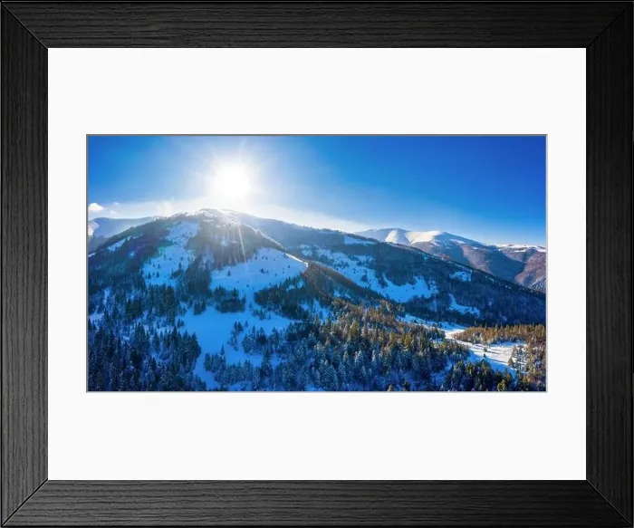 Framed Print : Picturesque winter panorama of mountain hills Framed Print : Picturesque winter panorama of mountain hills