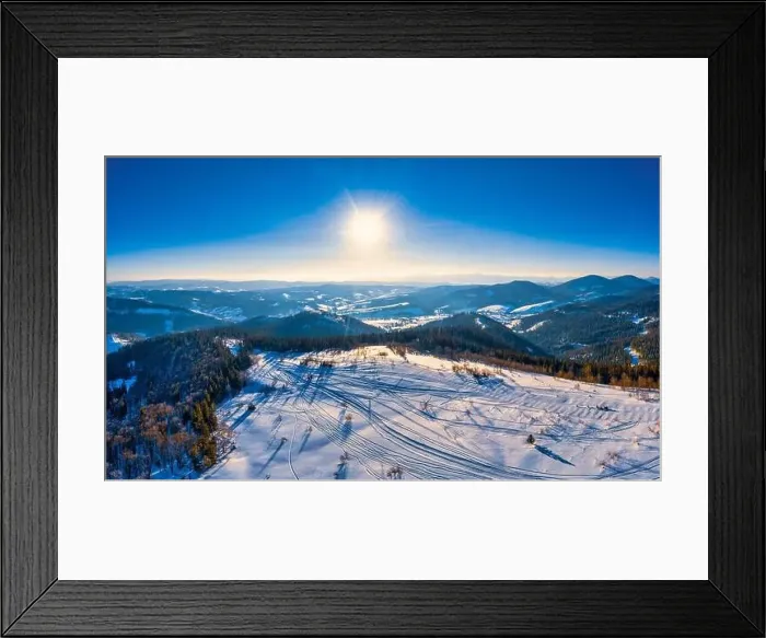 Framed Print : Top view of mesmerizing view of the ski slope Framed Print : Top view of mesmerizing view of the ski slope