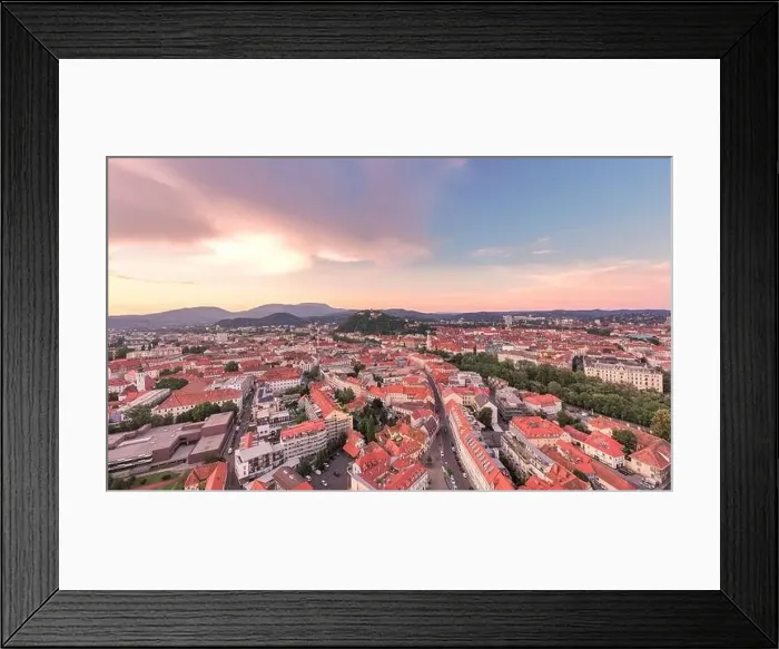 Framed Print : Graz Cityscape in Austria. Graz is the capital city of the southern Austrian province of Styria Framed Print : Graz Cityscape in Austria. Graz is the capital city of the southern Austrian province of Styria