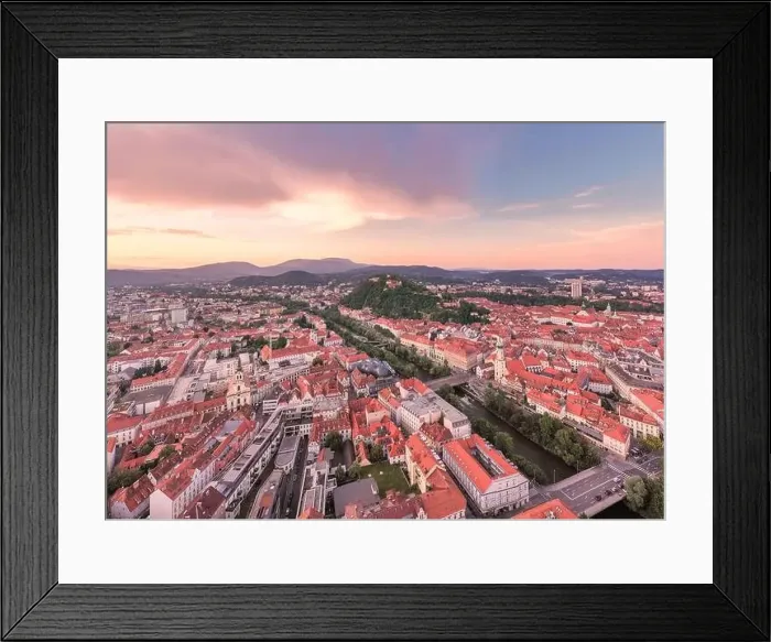 Framed Print : Graz Cityscape in Austria. Graz is the capital city of the southern Austrian province of Styria Framed Print : Graz Cityscape in Austria. Graz is the capital city of the southern Austrian province of Styria