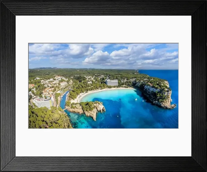 Framed Print : Landscape with aerial view of Cala Galdana beach, Menorca island, Spain Framed Print : Landscape with aerial view of Cala Galdana beach, Menorca island, Spain