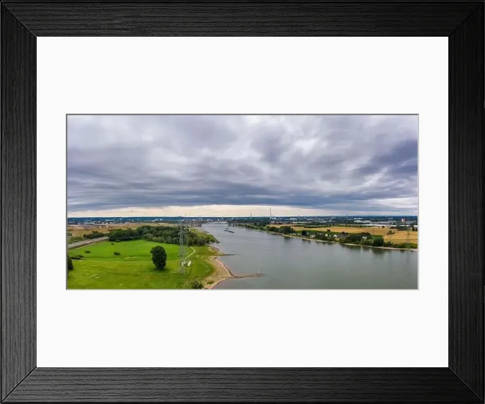 Framed Print : Panoramic view of the Rhine motorway bridge near Leverkusen, Germany. Drone photography Framed Print : Panoramic view of the Rhine motorway bridge near Leverkusen, Germany. Drone photography